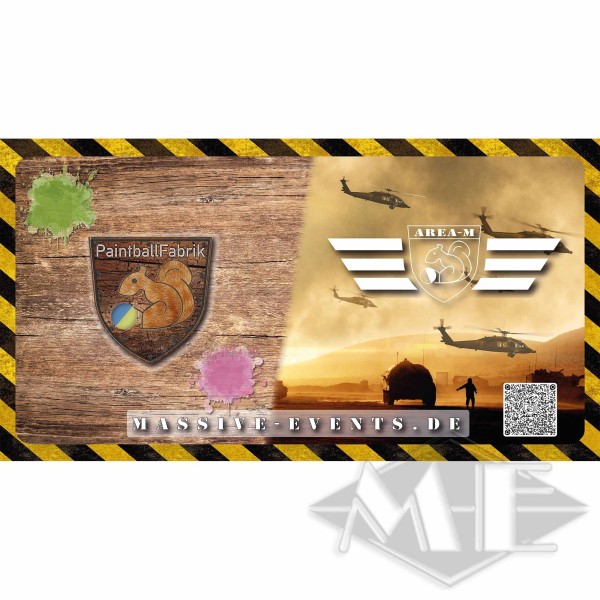 Bauzaun-Banner "Paintball Fabrik/Area-M" 335 x 180 cm